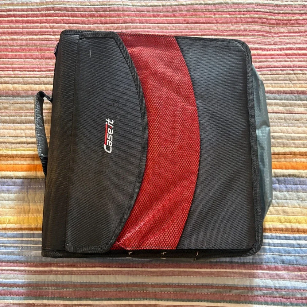 Case-it Zipper Binder Unisex OS Black Red Excellent 3-Ring Laptop Sleeve Strap